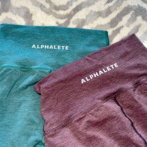 Alphalete OG Revival Leggings 2.0. Colors Plum and Sage Green. Size Small